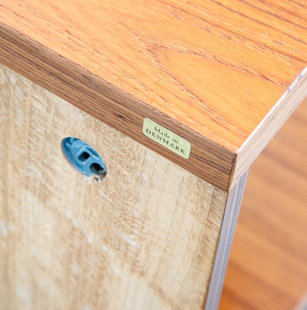 Mid Century Danish Modern Nightstand Solid Teak End Table Tray Storage Denmark - Image 7