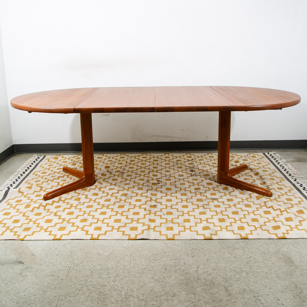 Mid Century Danish Modern Dining Table Benny Linden Solid Teak Leaf x2 Round Mcm - Image 4