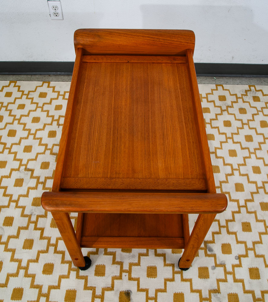 Mid Century Danish Modern Serving Cart Trolley Teak Wood Rolling Bar Vintage Mcm - Image 2