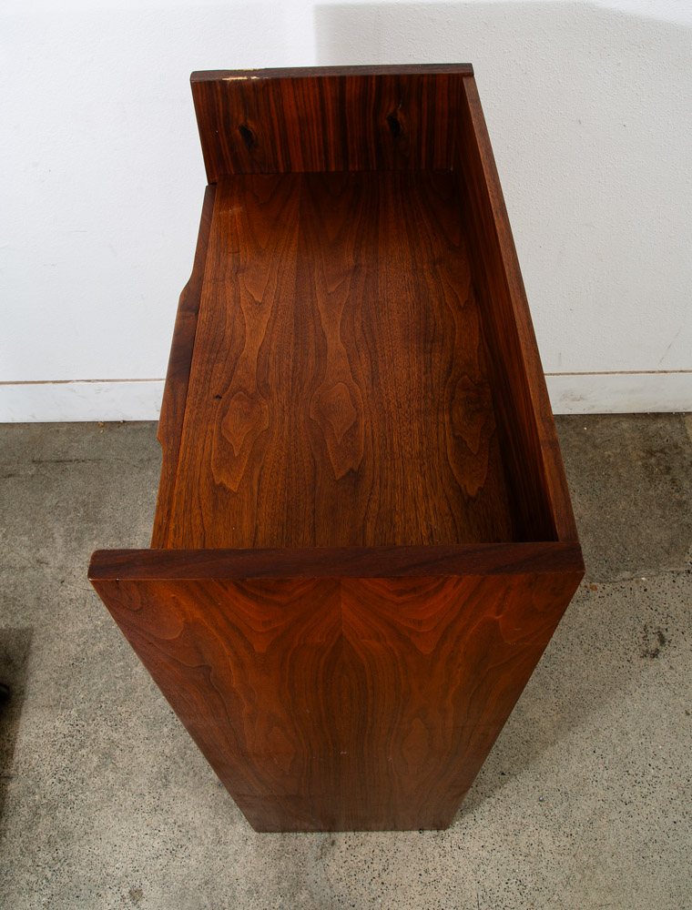 Mid Century Modern Secretary Desk Chest Barzilay Walnut Wood 4 Drawer Vintage - Image 5