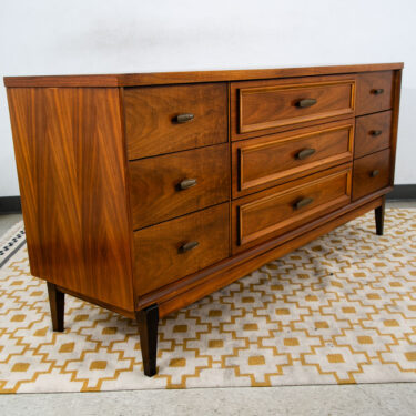 Mid Century Danish Modern Credenza Dresser American Walnut 9 Drawer Danish Mcm