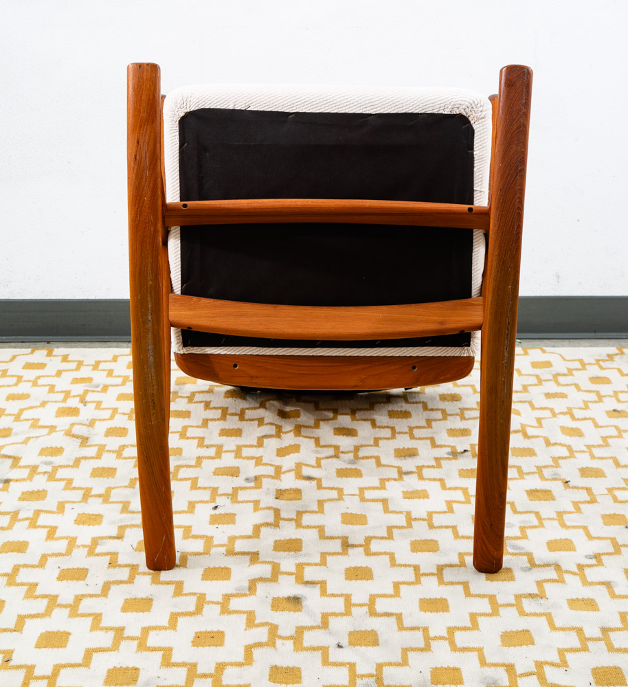 Mid Century Danish Modern Rocking Chair Benny Linden Teak Floating White Wool Mcm - Image 5