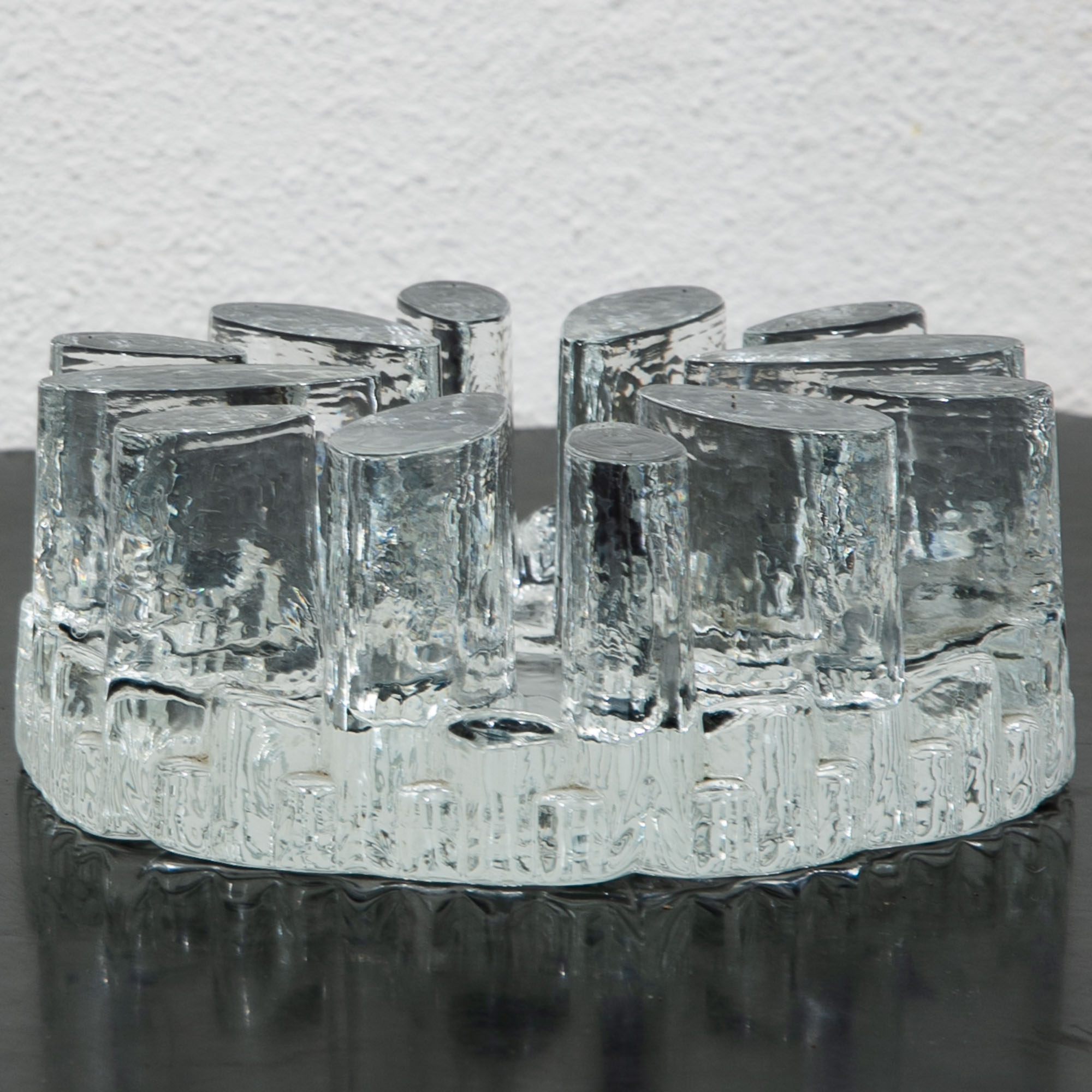 Mid Century Modern Art Crystal Glass Bel Mondo Clear Textured Holder Shutte West - Image 5