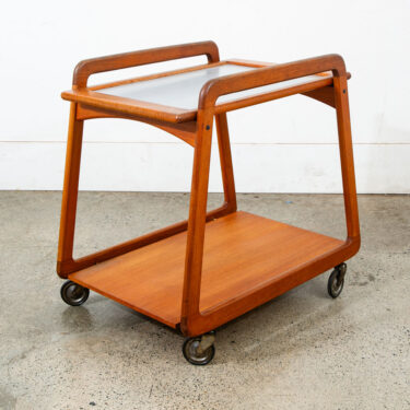 Mid Century Danish Modern Serving Cart Trolley Teak Wood Rolling Bar Sika Mobler