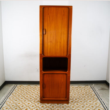 Mid Century Danish Cabinet Dyrlund Teak Compact Storage Tambour Doors Shelving
