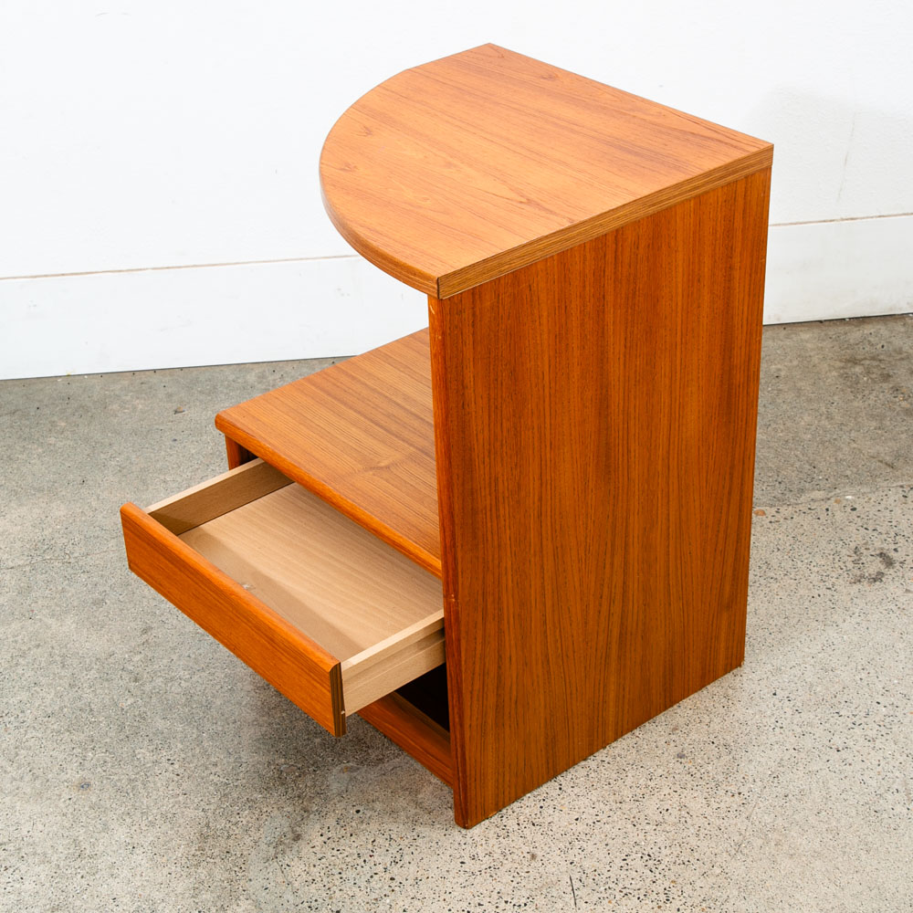 Mid Century Danish Modern Nightstand Solid Teak End Table Tray Storage Denmark - Image 5