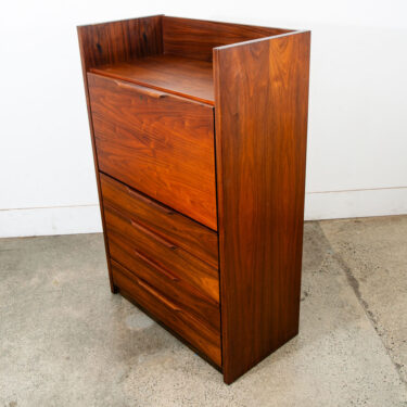 Mid Century Modern Secretary Desk Chest Barzilay Walnut Wood 4 Drawer Vintage