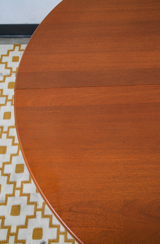 Mid Century Danish Modern Dining Table Benny Linden Solid Teak Leaf x2 Round Mcm - Image 10