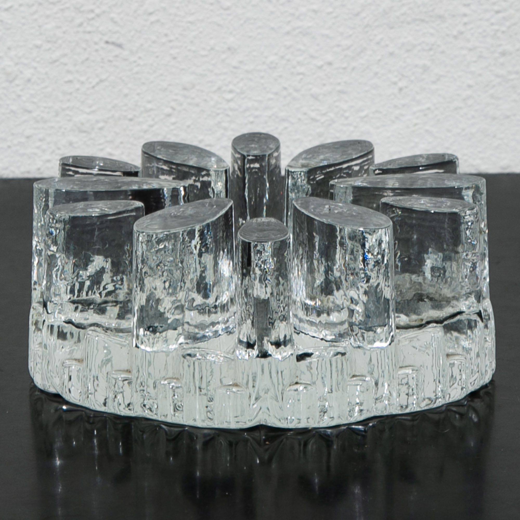 Mid Century Modern Art Crystal Glass Bel Mondo Clear Textured Holder Shutte West - Image 2