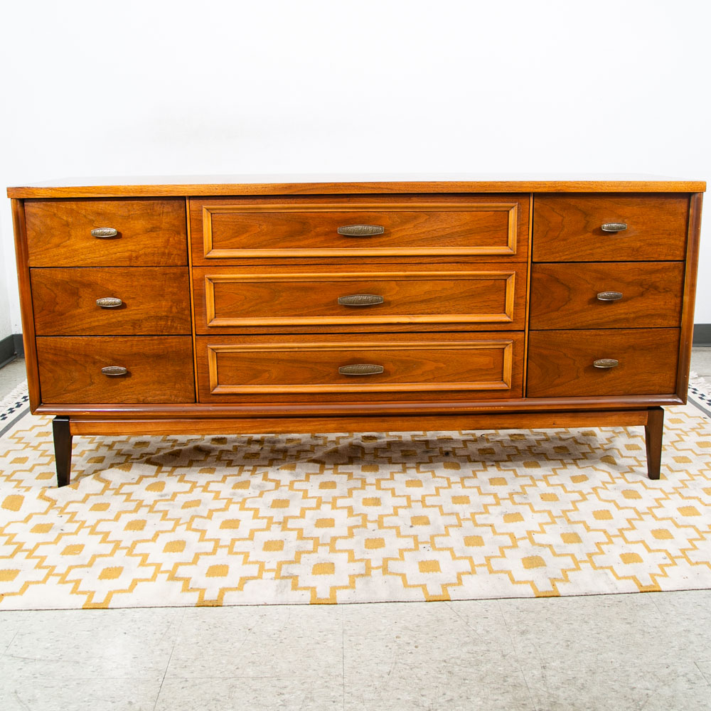Mid Century Danish Modern Credenza Dresser American Walnut 9 Drawer Danish Mcm - Image 2