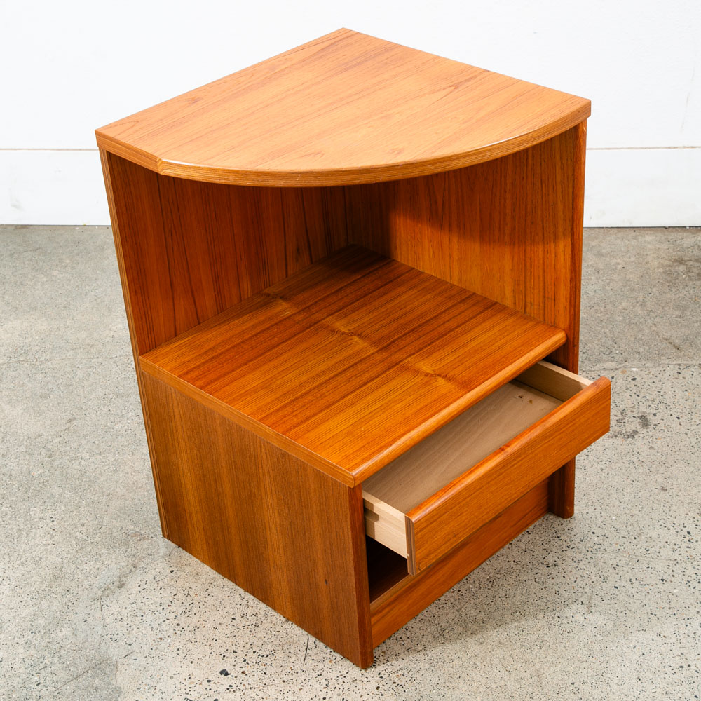 Mid Century Danish Modern Nightstand Solid Teak End Table Tray Storage Denmark - Image 3