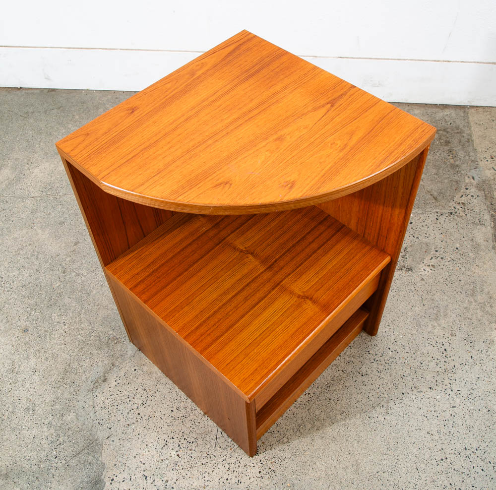 Mid Century Danish Modern Nightstand Solid Teak End Table Tray Storage Denmark - Image 2
