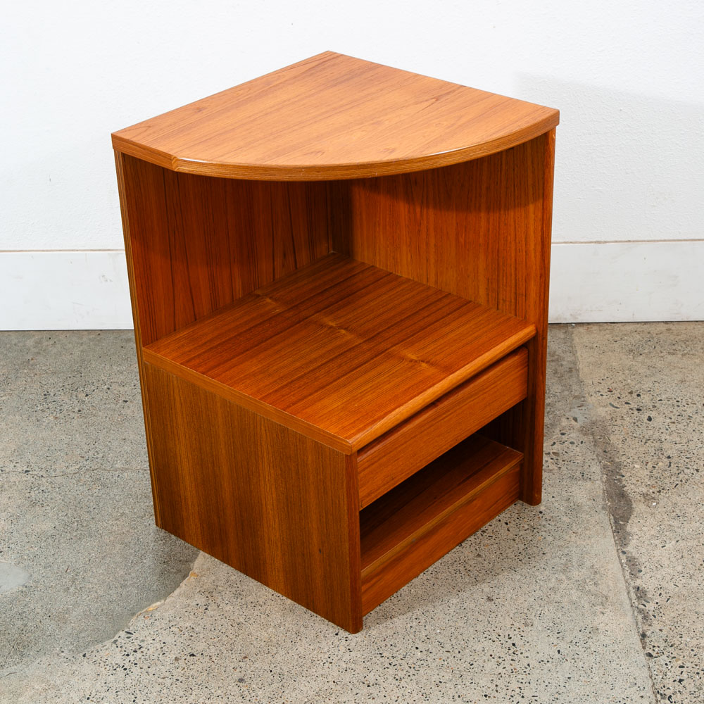 Mid Century Danish Modern Nightstand Solid Teak End Table Tray Storage Denmark - Image 4