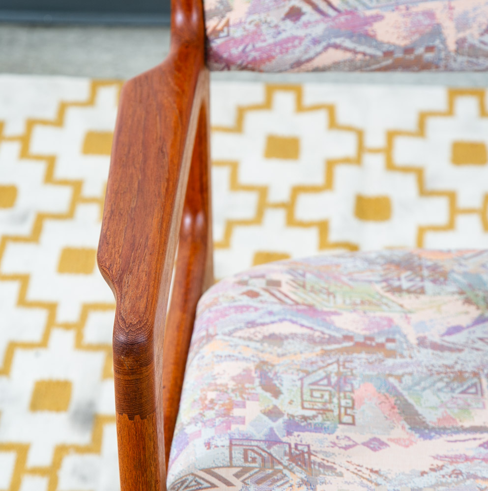 Mid Century Danish Modern Rocking Chair Benny Linden Teak Fabric Mcm Rocker Mcm - Image 6