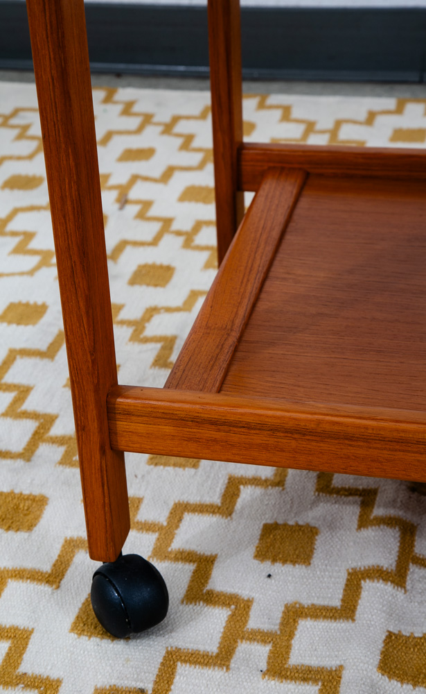 Mid Century Danish Modern Serving Cart Trolley Teak Wood Rolling Bar Vintage Mcm - Image 11