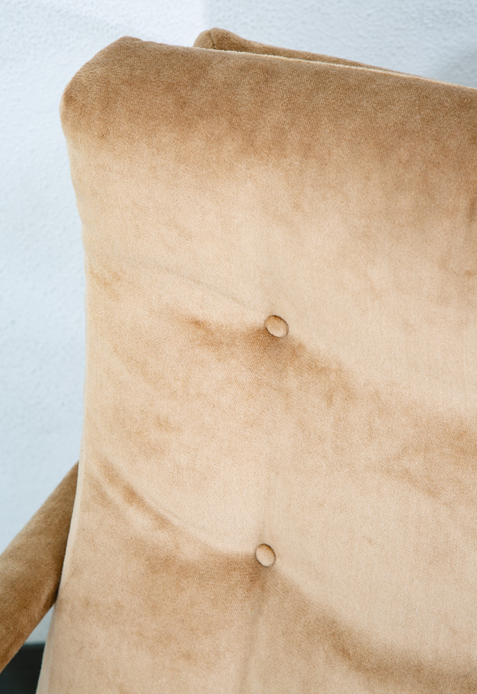 Mid Century Danish Modern Lounge Chairs Set Tufted Metal Ottoman Pair Tan Arm 2 - Image 12