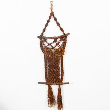 Mid Century Modern Macramé Owl American Artisan Hanging Original Wall Art Custom