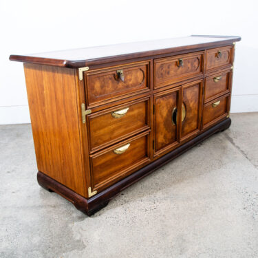 Mid Century Modern Dresser Credenza Walnut 9 Drawer Wood Brass Handle Mcm