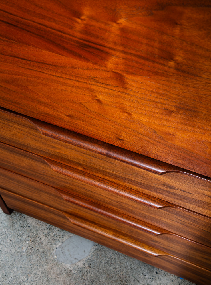 Mid Century Modern Secretary Desk Chest Barzilay Walnut Wood 4 Drawer Vintage - Image 12
