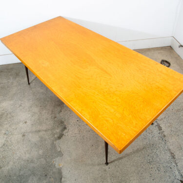 Mid Century Modern Dining Table Blonde Wood Metal Legs Rectangular Vintage Mcm