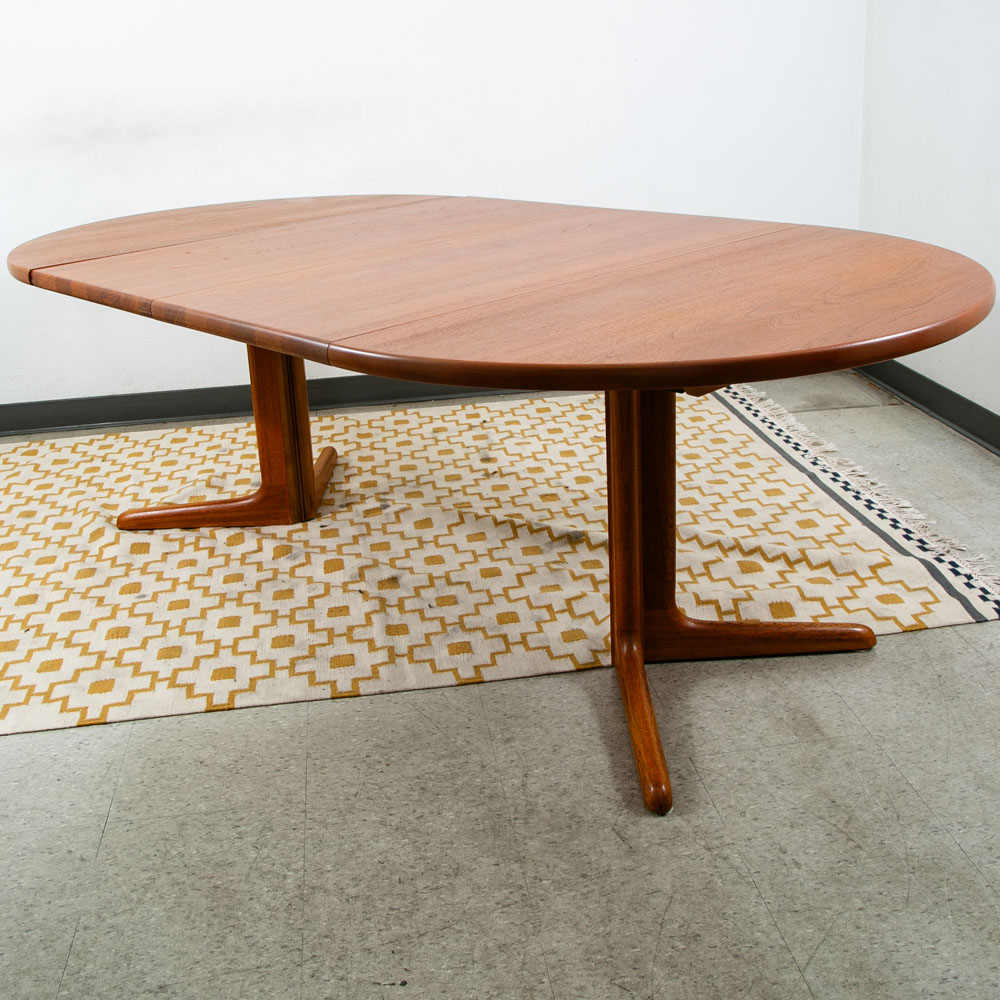 Mid Century Danish Modern Dining Table Benny Linden Solid Teak Leaf x2 Round Mcm - Image 3