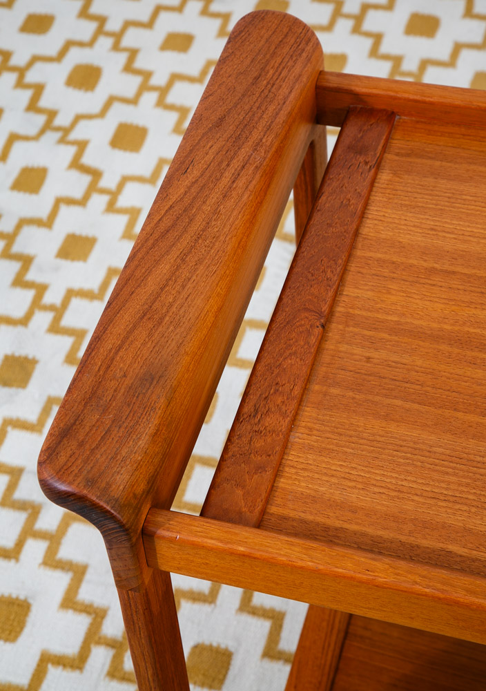 Mid Century Danish Modern Serving Cart Trolley Teak Wood Rolling Bar Vintage Mcm - Image 8