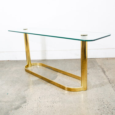 Mid Century Modern Console Table Entry Sofa Metal Brass Glass Vintage Floating