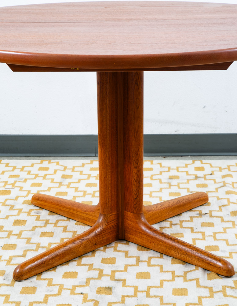 Mid Century Danish Modern Dining Table Benny Linden Solid Teak Leaf x2 Round Mcm - Image 9