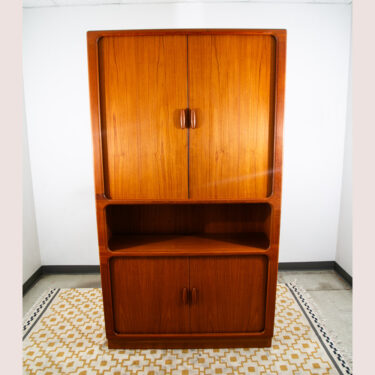 Mid Century Danish Cabinet Dyrlund Teak Wide Storage Tambour Doors Shelving Mcm