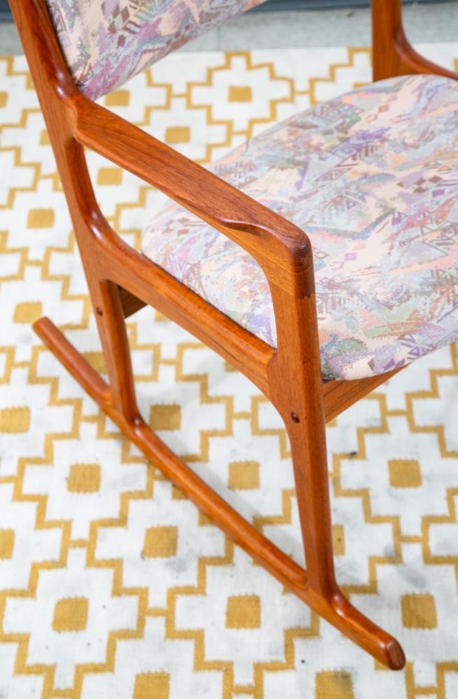 Mid Century Danish Modern Rocking Chair Benny Linden Teak Fabric Mcm Rocker Mcm - Image 10
