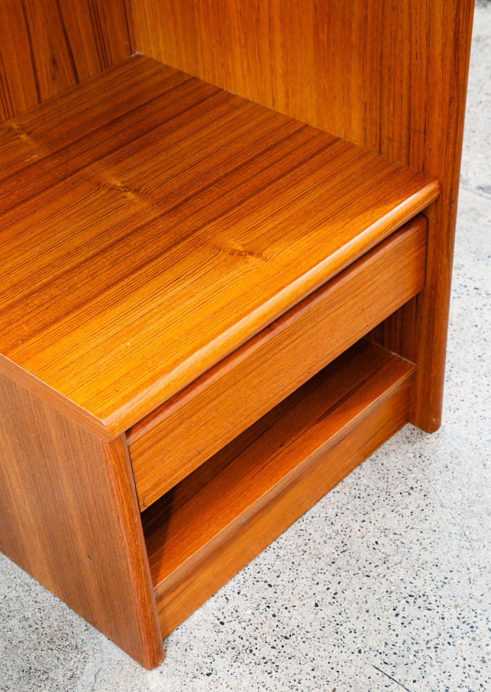 Mid Century Danish Modern Nightstand Solid Teak End Table Tray Storage Denmark - Image 10