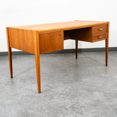 Mid Century Modern Desk Walnut Office Vintage 2 Drawers Executive Compact Mcm