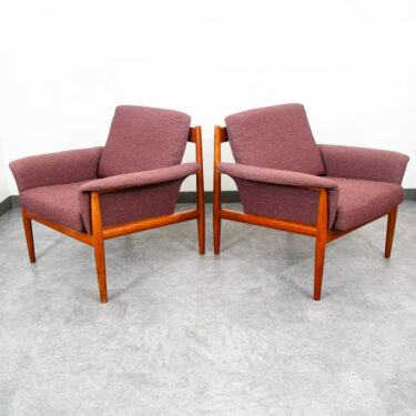 Mid Century Danish Modern Lounge Chairs Set Grete Jalk France Sons Purple Teak