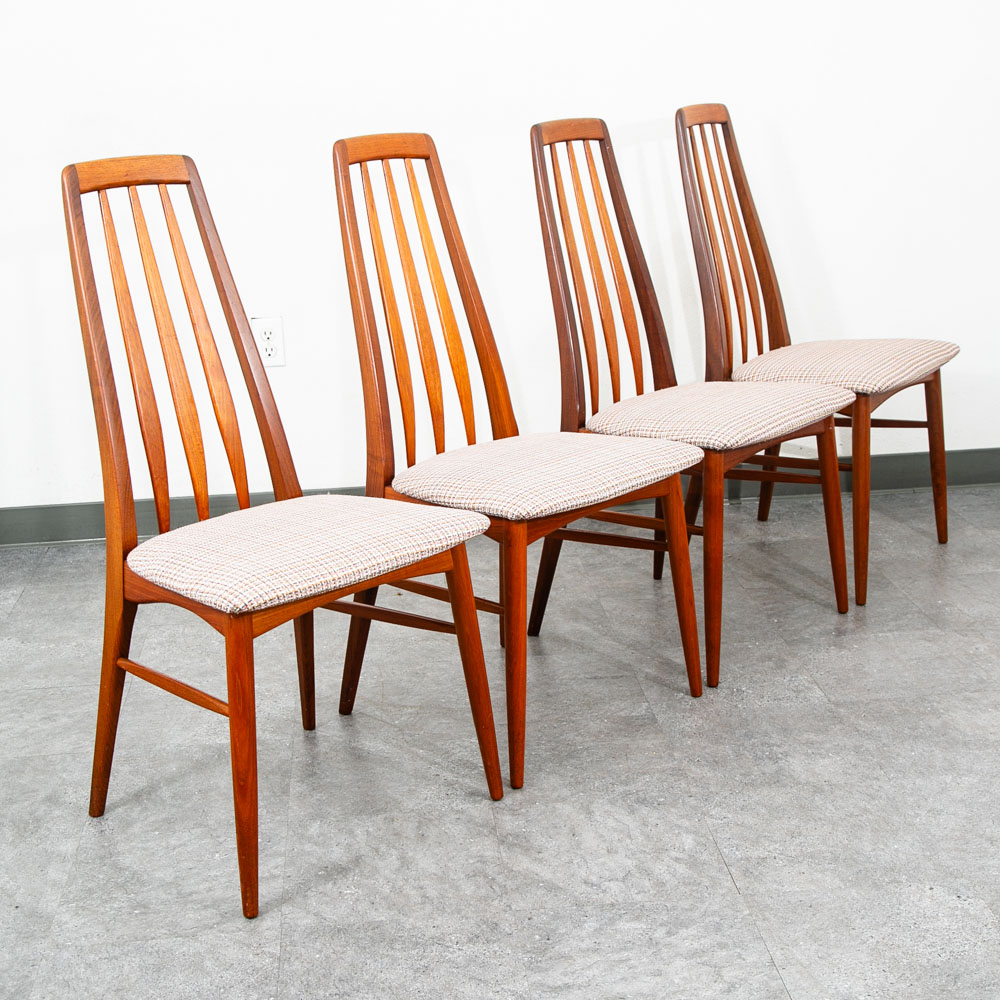 Mid Century Danish Modern Dining Chairs Set 4 Kofoed Eva Teak Wood Hornslet Mcm