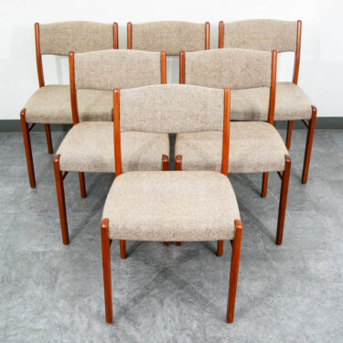 Mid Century Danish Modern Dining Chairs Set 6 Teak Erik Buch Oatmeal Denmark Six