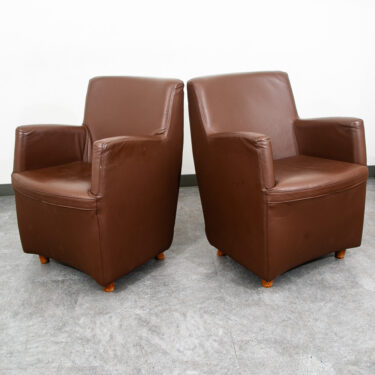 Mid Century Danish Modern Lounge Chairs Set Leather N Eilersen Chocolate Brown 2