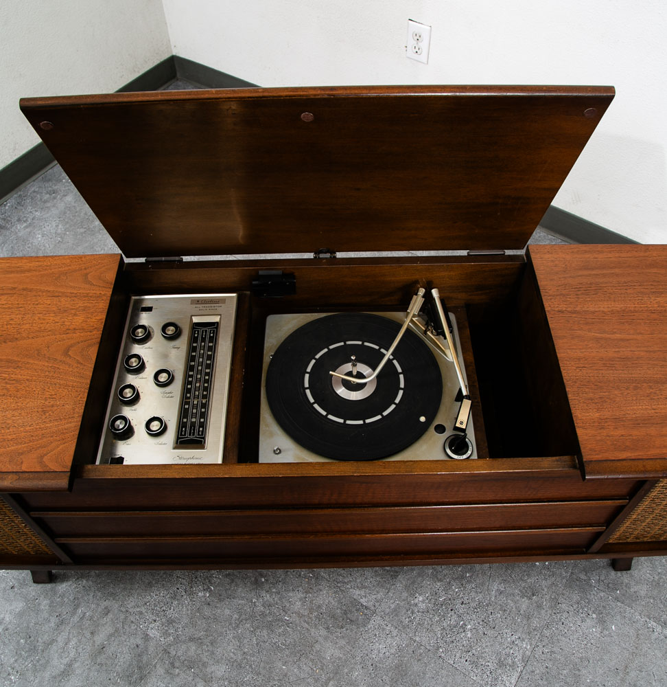 Mid Century Modern Stereo Console Record Player Radio Walnut Vintage Credenza - Image 11