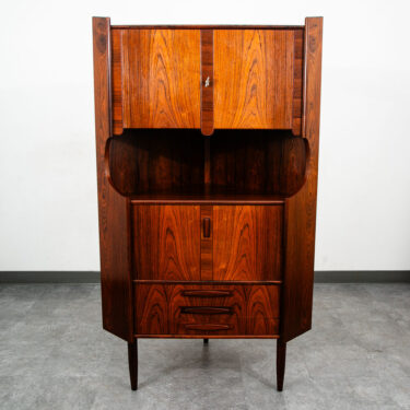 Mid Century Danish Modern Corner Cabinet Rosewood Bar Denmark Drawers Locking