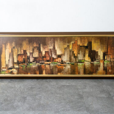 Mid Century Modern Wall Art Abstract landscape City Scape Frame Large New York