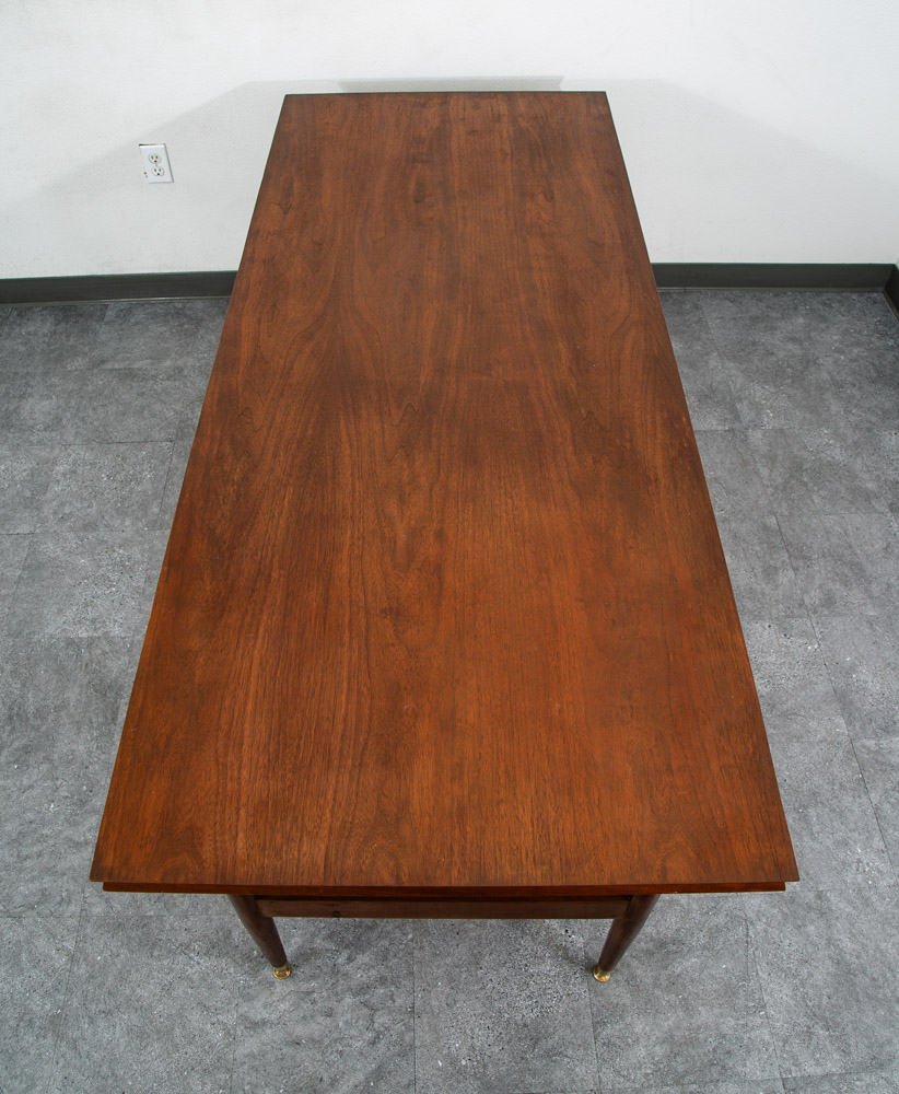 Mid Century Modern Desk Office Executive Walnut Cane Back 4 Drawers File Mcm 60s - Image 5