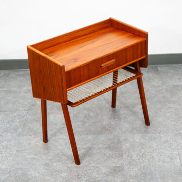 Mid Century Danish Modern Side Table End Teak Nightstand Shelf Denmark Olholm