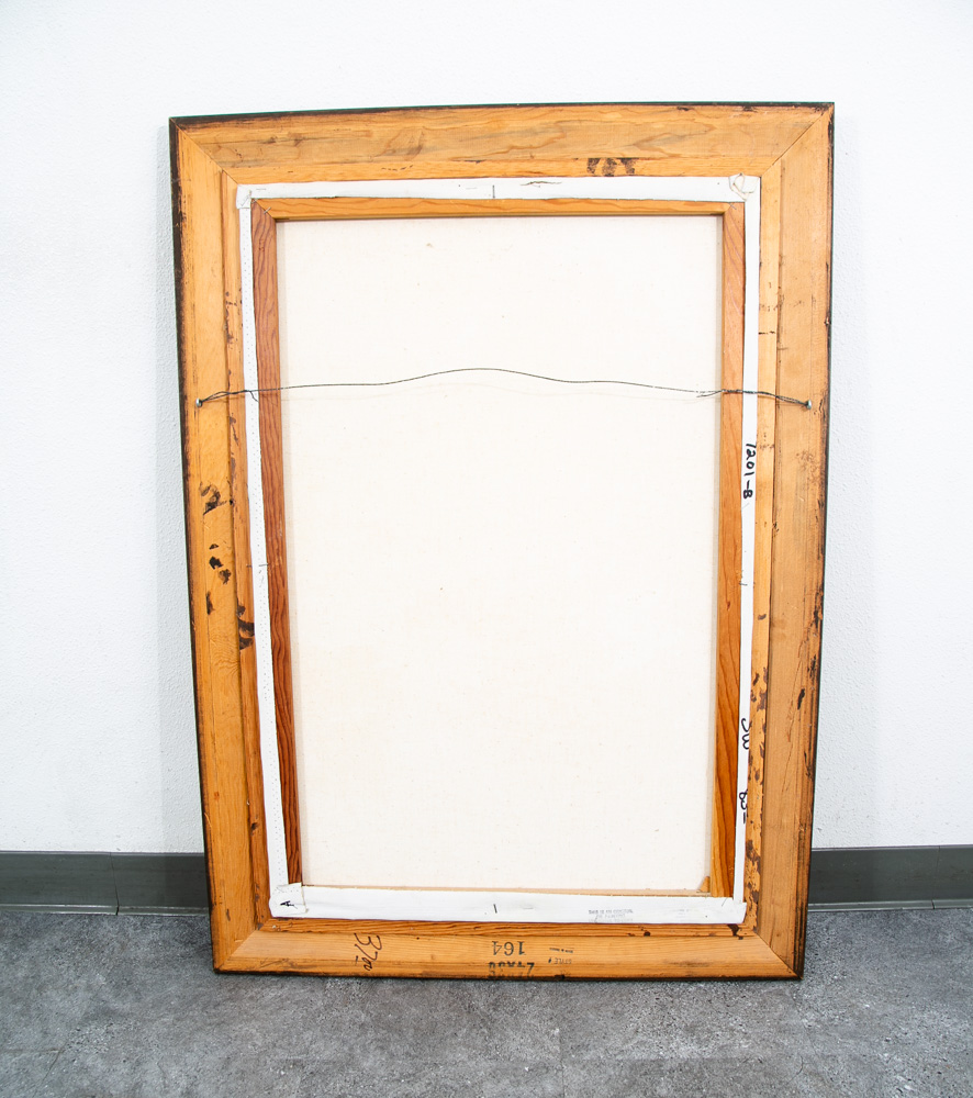 Mid Century Modern Original Art Boat Sailboat White Green Oil Canvas Signed NM - Image 2