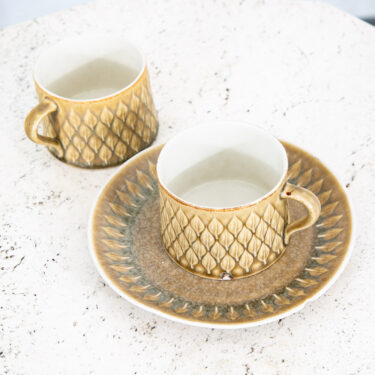 Mid Century Modern Tea Cup Set 2 Quistgaard Relief Kronjyden Danish Saucer Mcm