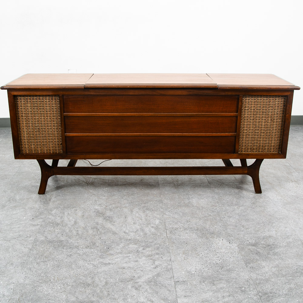 Mid Century Modern Stereo Console Record Player Radio Walnut Vintage Credenza - Image 5