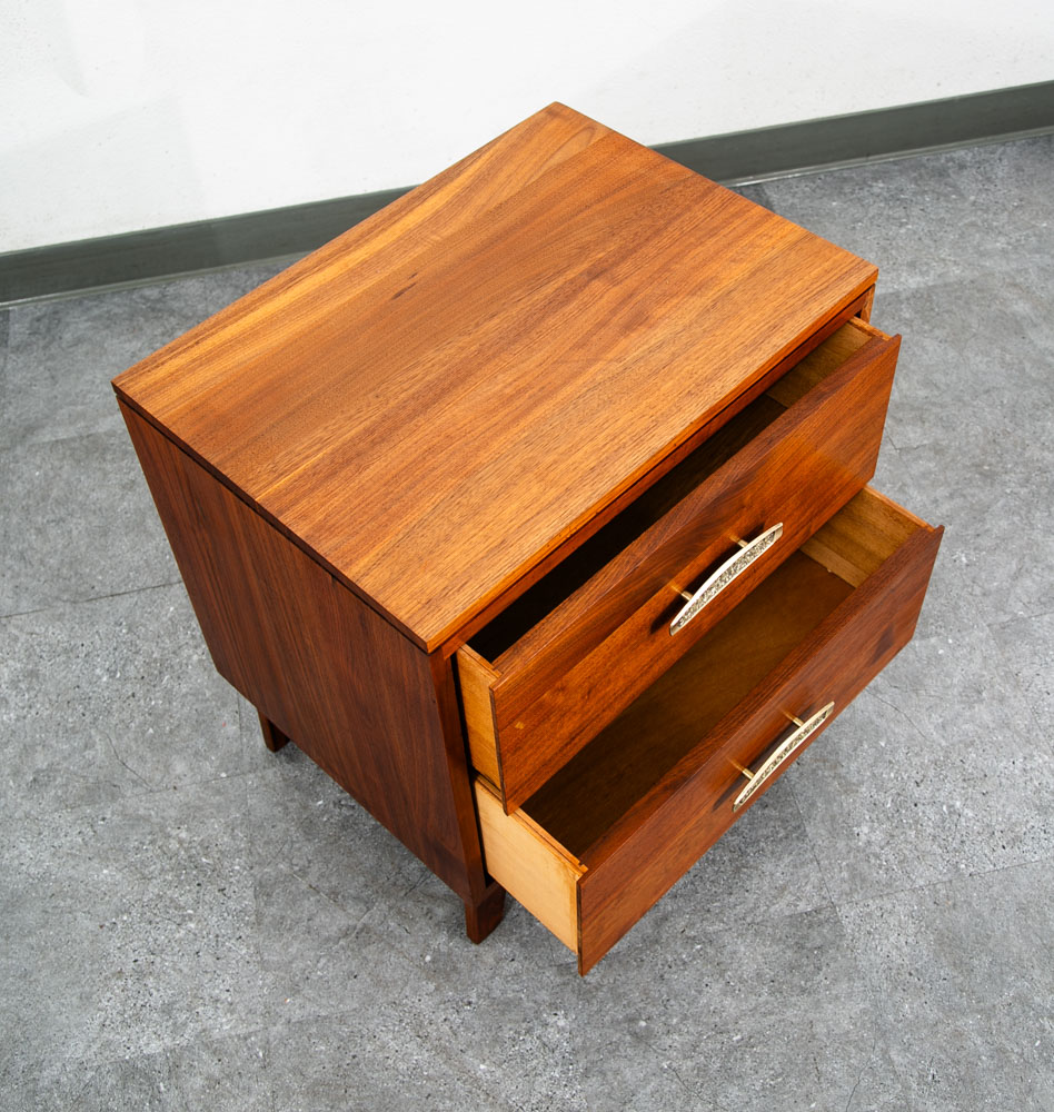 Mid Century Modern Nightstand End Side Table Solid Walnut Ace Hi 2 Drawer Mcm - Image 8