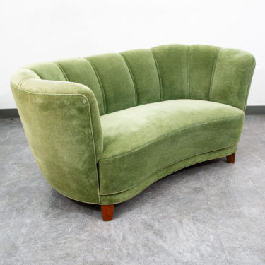 Mid Century Danish Modern Couch Sofa Mohair Light Green Loveseat Settee 2 Seat