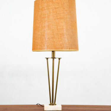 Mid Century Modern Table Lamp Marble White Brass Light Vintage White Working Mcm