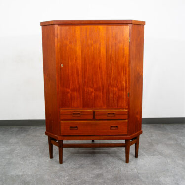 Mid Century Danish Modern Corner Cabinet Unit Teak Mcm Denmark Large 3 Drawers