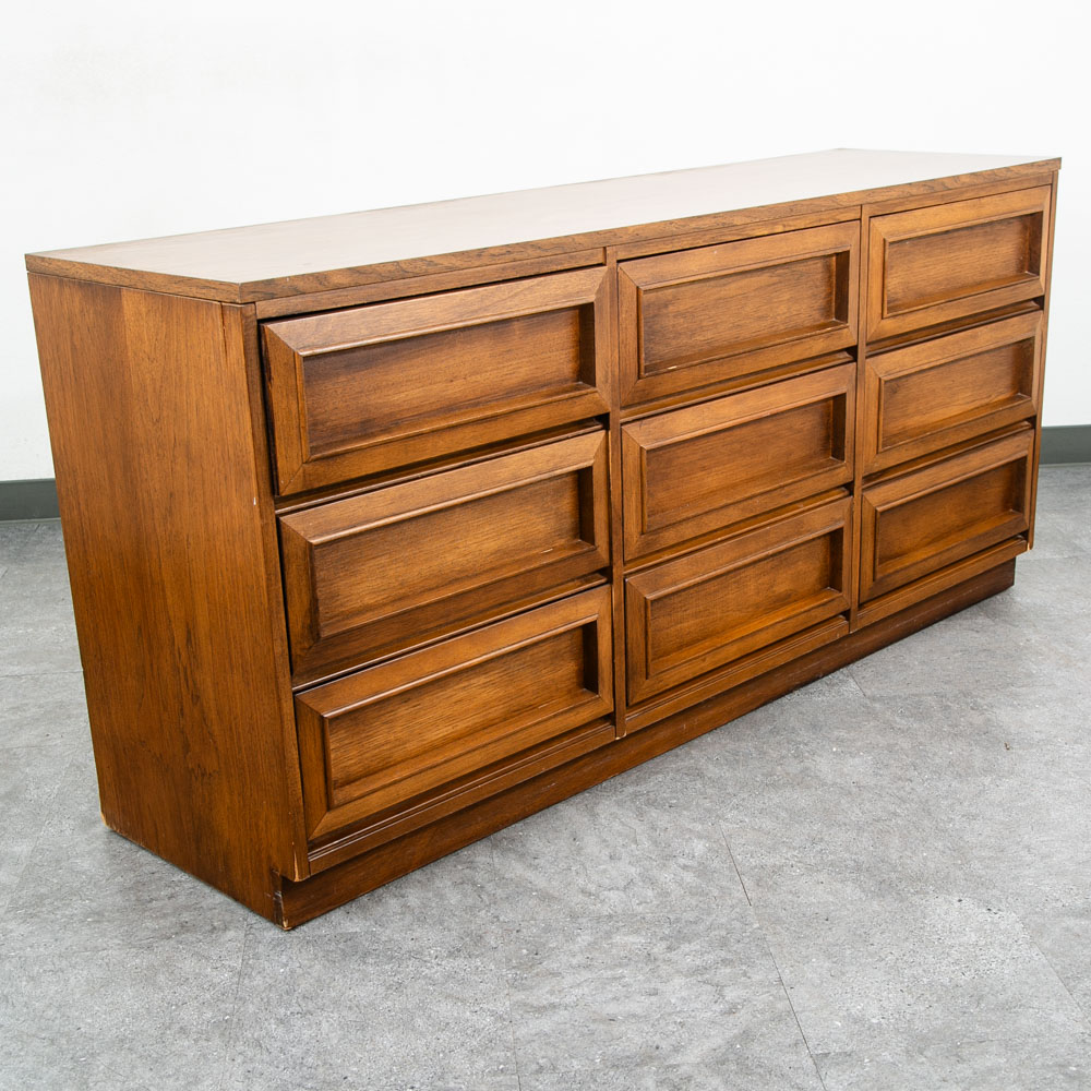 Mid Century Modern Dresser Credenza Morris of California Walnut Drawer 9 drawer