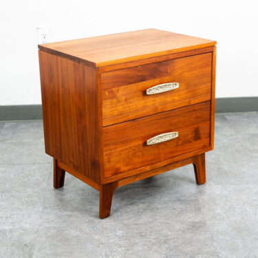 Mid Century Modern Nightstand End Side Table Solid Walnut Ace Hi 2 Drawer Mcm